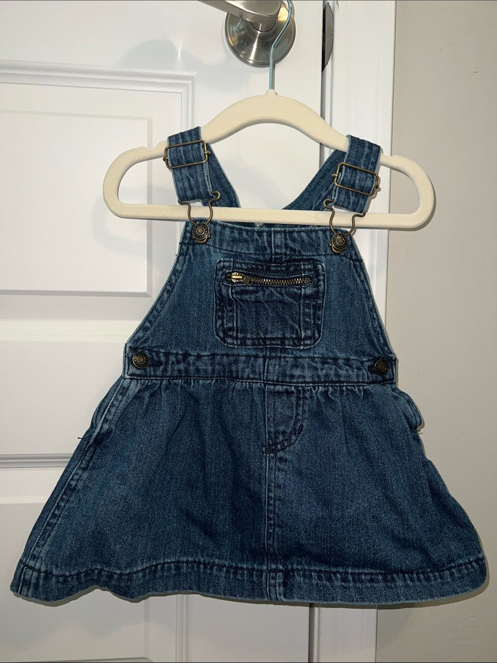 VINTAGE 90s Chaps Dark Blue Denim Overall Dress